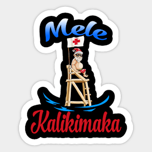 Mele Kalikimaka Christmas Santa Shaka Hawaii Sticker